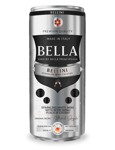  Bella Vino ® Sparkling Peach & Cherry Bellini Prosecco Cocktail 4.6% Alc 